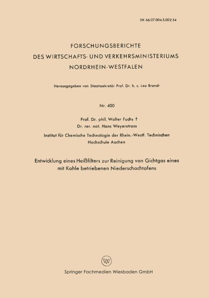 Produktbild: Entwicklung Eines Hei&szlig;filters zur Reinigung von Gichtgas eines mit Kohle betriebenen Niederschachtofens