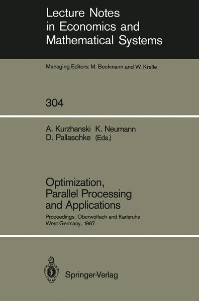 Produktbild: Optimization, Parallel Processing and Applications