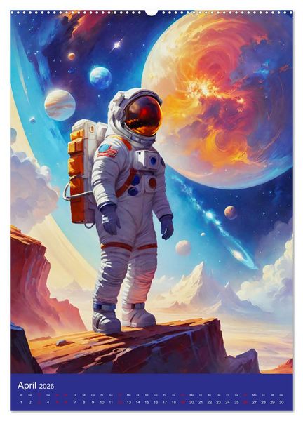 Produktbild: Astronauten. Auf Entdeckungsreise in fremde Galaxien (Wandkalender 2026 DIN A2 hoch), CALVENDO Monatskalender