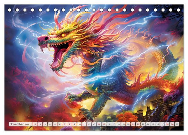 Produktbild: Jahr des Drachen - Im Stil des chinesischen Tierkreiszeichens (Tischkalender 2026 DIN A5 quer), CALVENDO Monatskalender