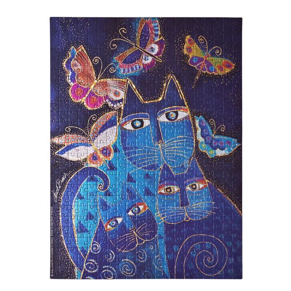Produktbild: Puzzle, Katzen in Blau mit Schmetterlingen, 500 Teile