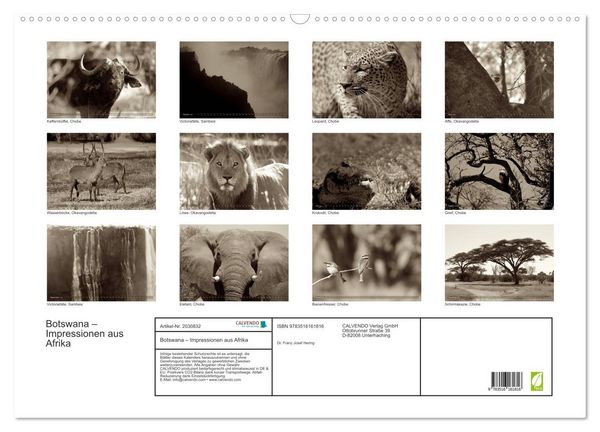 Produktbild: Botswana &ndash; Impressionen aus Afrika (Wandkalender 2026 DIN A2 quer), CALVENDO Monatskalender