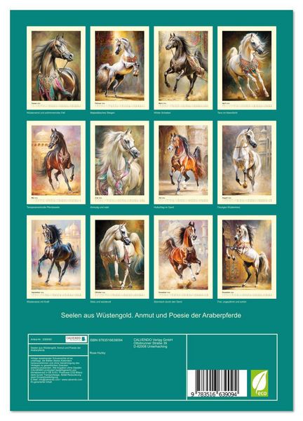 Produktbild: Seelen aus W&uuml;stengold. Anmut und Poesie der Araberpferde (Wandkalender 2026 DIN A4 hoch), CALVENDO Monatskalender