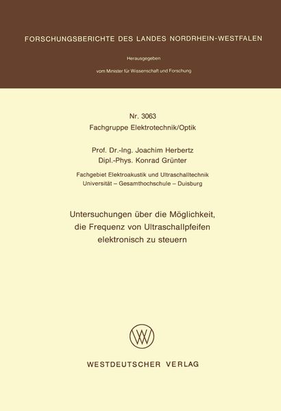 Produktbild: Untersuchungen &uuml;ber die M&ouml;glichkeit, die Frequenz von Ultraschallpfeifen elektronisch zu steuern