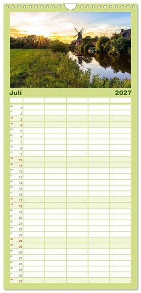 Produktbild: Familienplaner 2027 - Bezauberndes Ostfriesland mit 5 Spalten (Wandkalender, 21 x 45 cm) CALVENDO