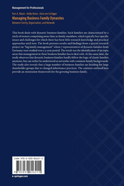 Produktbild: Managing Business Family Dynasties