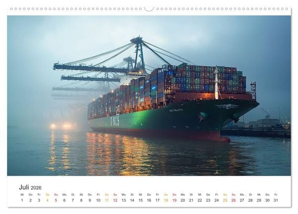 Produktbild: Containerschiffe - Giganten im Fokus (Wandkalender 2026 DIN A2 quer), CALVENDO Monatskalender