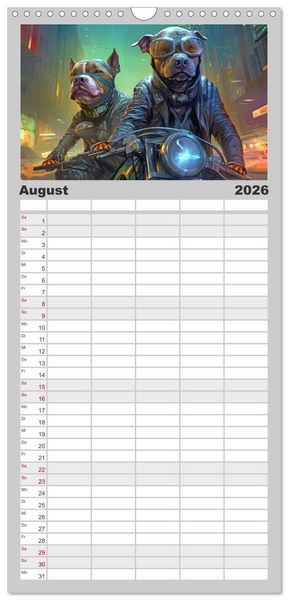 Produktbild: Familienplaner 2026 - Gangsterhunde - KI-Bilder mit 5 Spalten (Wandkalender, 21 x 45 cm) CALVENDO