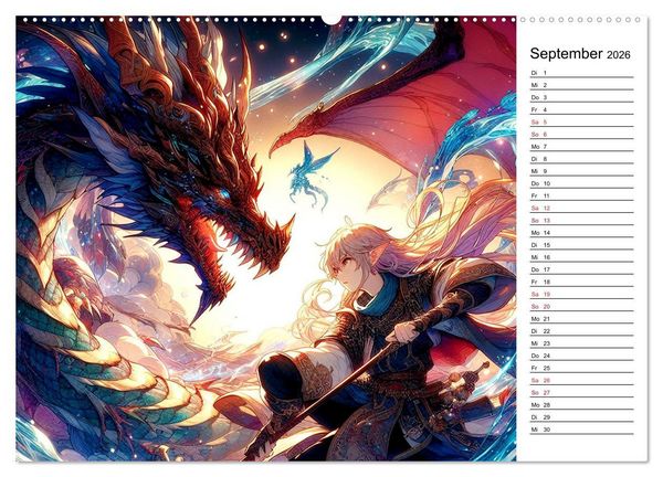 Produktbild: Bezaubernde Manga Elfen (hochwertiger Premium Wandkalender 2026 DIN A2 quer), Kunstdruck in Hochglanz