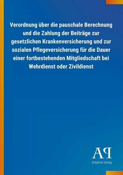 Produktbild: Verordnung &uuml;ber die pauschale Berechnung und die Zahlung der
