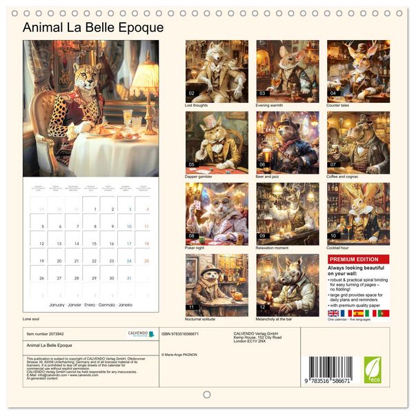 Produktbild: Animal La Belle Epoque (Wall Calendar 2026 12 &times; 12 Inch) CALVENDO 12 Month Wall Calendar