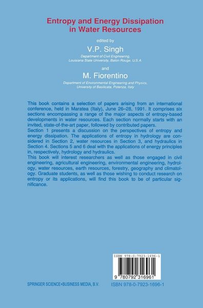 Produktbild: Entropy and Energy Dissipation in Water Resources