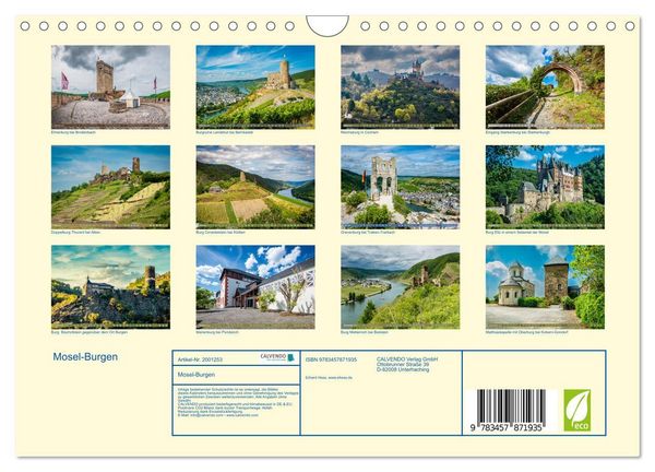 Produktbild: Mosel-Burgen (Wandkalender 2026 DIN A4 quer), CALVENDO Monatskalender