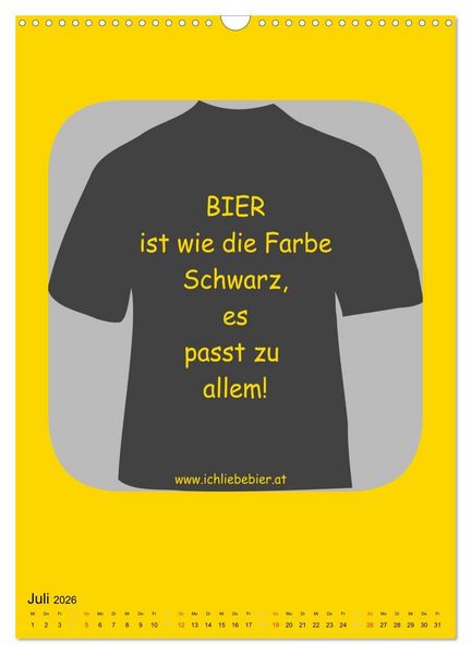 Produktbild: Ich liebe Bier (Wandkalender 2026 DIN A3 hoch), CALVENDO Monatskalender
