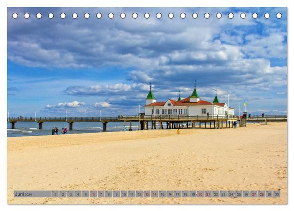 Produktbild: Das Kaiserbad Ahlbeck &ndash; Augenblicke eines Apriltages von der Ostseeinsel Usedom (Tischkalender 2026 DIN A5 quer), CALVENDO Monatskalender