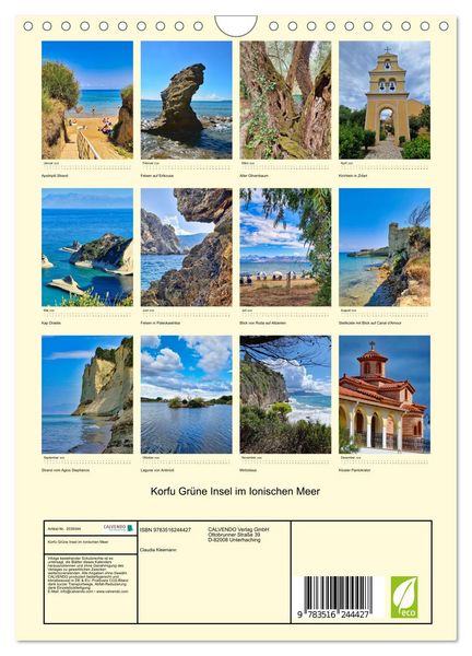 Produktbild: Korfu Gr&uuml;ne Insel im Ionischen Meer (Wandkalender 2026 DIN A4 hoch), CALVENDO Monatskalender