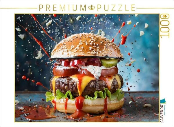 CALVENDO Puzzle Burger Explosion | 1000 Teile Lege-Größe 64x48cm Foto-Puzzle für glückliche Stunden