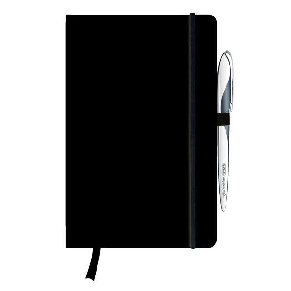 Produktbild: Herlitz Notizbuch Classic A5 96 Blatt blanko schwarz mit Leseband und Falttasche my.book