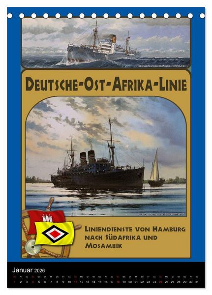 Produktbild: Deutsche Handelsschiffe vor 1945 (Tischkalender 2026 DIN A5 hoch), CALVENDO Monatskalender