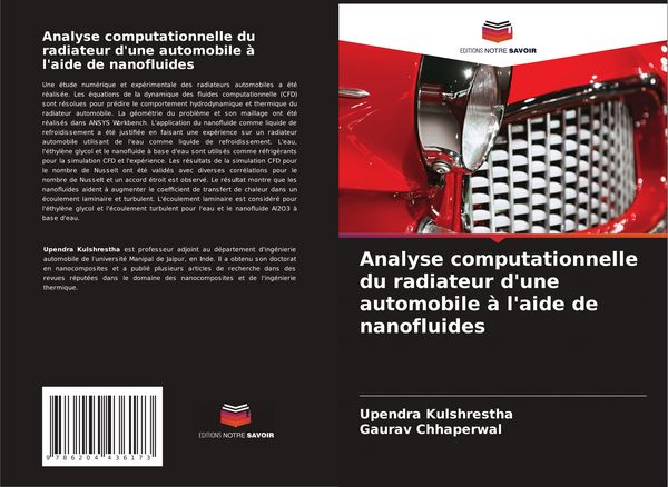 Produktbild: Analyse computationnelle du radiateur d'une automobile &agrave; l'aide de nanofluides