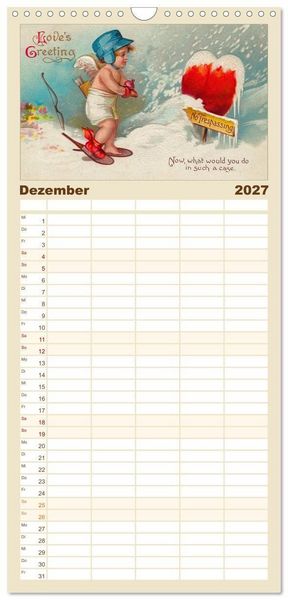 Produktbild: Familienplaner 2027 - Liebesboten mit 5 Spalten (Wandkalender, 21 x 45 cm) CALVENDO