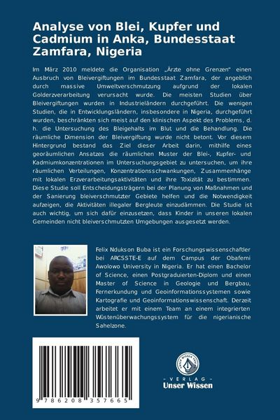 Produktbild: Analyse von Blei, Kupfer und Cadmium in Anka, Bundesstaat Zamfara, Nigeria