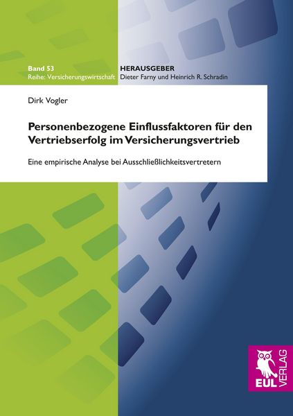 Produktbild: Personenbezogene Einflussfaktoren f&uuml;r den Vertriebserfolg im Versicherungsvertrieb