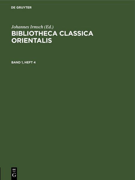 Produktbild: Bibliotheca Classica Orientalis. Band 1, Heft 4
