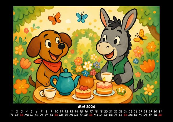 Produktbild: Wuff & Huf - Festliche Freundschaft 2026 Fotokalender DIN A3