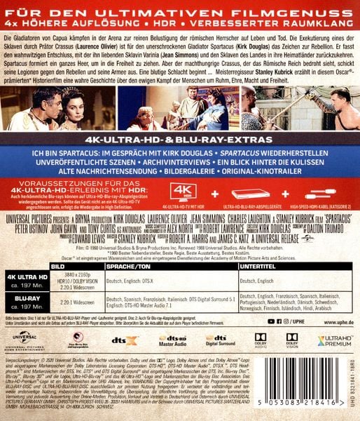 Produktbild: Spartacus (4K Ultra HD) (+ Blu-ray 2D)