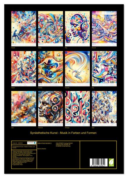 Produktbild: Syn&auml;sthetische Kunst - Musik in Farben und Formen (Wandkalender 2026 DIN A3 hoch), CALVENDO Monatskalender