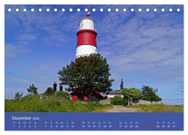 Produktbild: Englische Leuchtt&uuml;rme - Leuchtfeuer entlang Englands K&uuml;ste (Tischkalender 2026 DIN A5 quer), CALVENDO Monatskalender