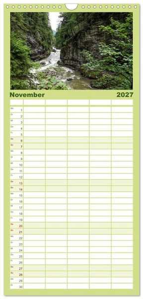 Produktbild: Familienplaner 2027 - Allg&auml;u - Natur pur mit 5 Spalten (Wandkalender, 21 x 45 cm) CALVENDO