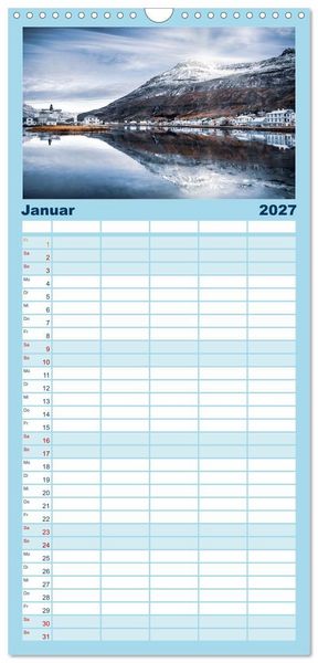 Produktbild: Familienplaner 2027 - Island - Rundreise im Oktober mit 5 Spalten (Wandkalender, 21 x 45 cm) CALVENDO