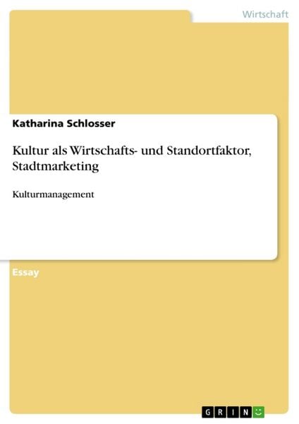 Produktbild: Kultur als Wirtschafts- und Standortfaktor, Stadtmarketing