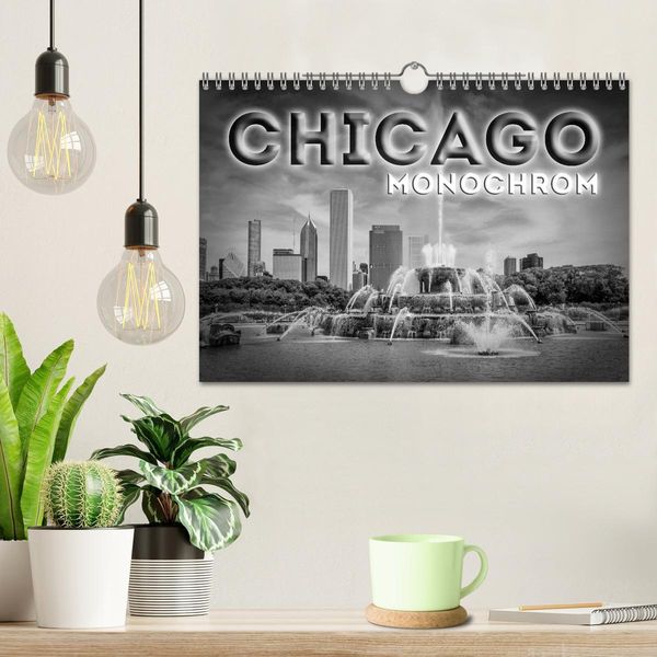 Produktbild: CHICAGO Monochrom (Wandkalender 2026 DIN A4 quer), CALVENDO Monatskalender