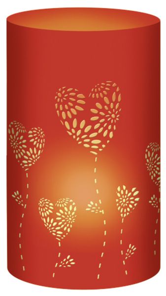 URSUS 5 Silhouetten-Tischlichter 'Filigrano - Herzblumen', rot