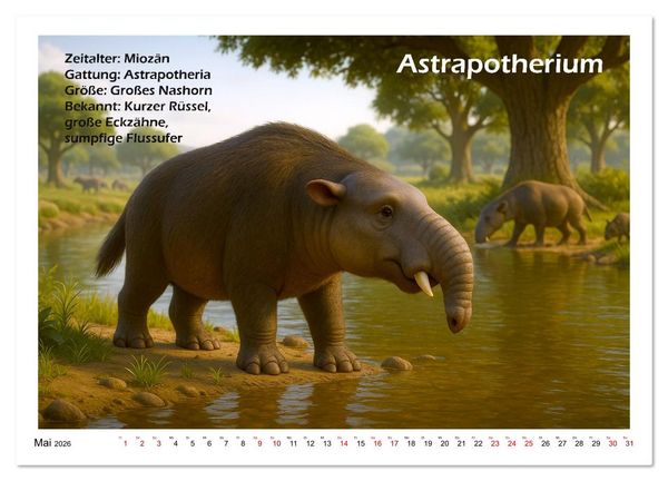 Produktbild: Urige Pal&auml;ofauna pr&auml;historisch und niedlich (Wandkalender 2026 DIN A2 quer), CALVENDO Monatskalender