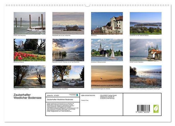 Produktbild: Zauberhafter Westlicher Bodensee (Wandkalender 2026 DIN A2 quer), CALVENDO Monatskalender