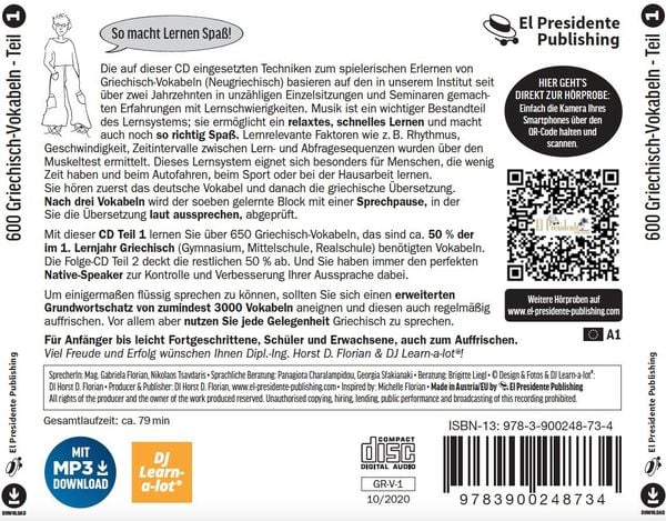 Produktbild: 600 Griechisch-Vokabeln spielerisch erlernt - Teil 1