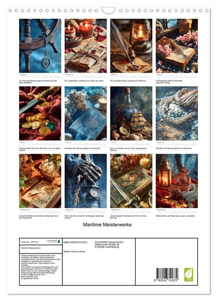 Produktbild: Maritime Meisterwerke (Wandkalender 2026 DIN A3 hoch), CALVENDO Monatskalender