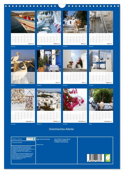 Produktbild: Griechisches Allerlei (Wandkalender 2026 DIN A3 hoch), CALVENDO Monatskalender