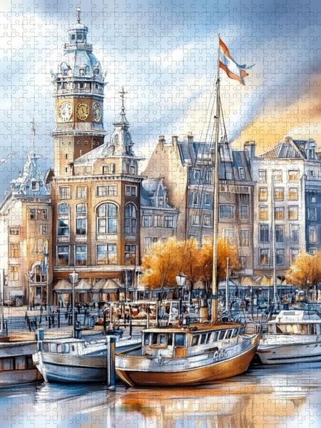 Produktbild: CALVENDO Puzzle Amsterdam - Stadt der Grachten und Giebel | 1000 Teile Lege-Gr&ouml;&szlig;e 64x48cm Foto-Puzzle f&uuml;r gl&uuml;ckliche Stunden
