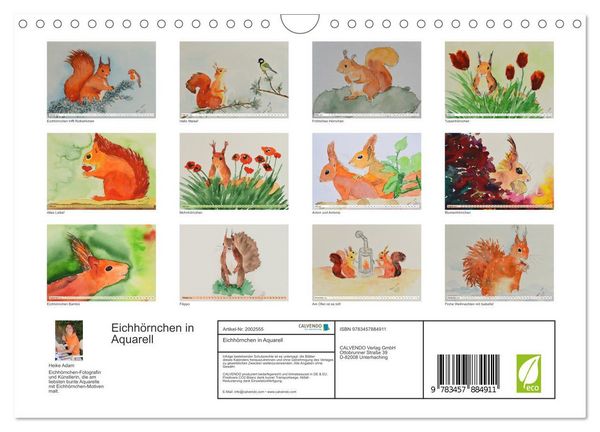 Produktbild: Eichh&ouml;rnchen in Aquarell (Wandkalender 2026 DIN A4 quer), CALVENDO Monatskalender