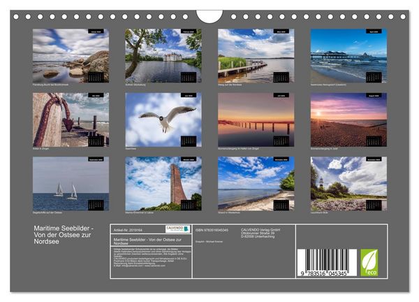 Produktbild: Maritime Seebilder - Von der Ostsee zur Nordsee (Wandkalender 2026 DIN A4 quer), CALVENDO Monatskalender