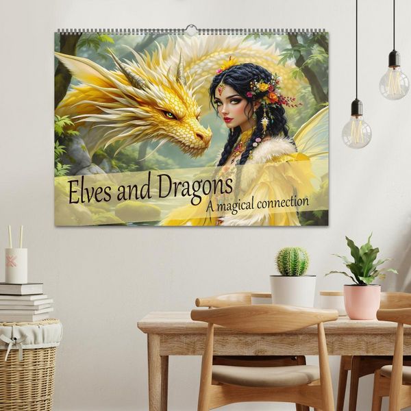 Produktbild: Elves and Dragons - A magical connection (Wall Calendar 2026 DIN A2 landscape), CALVENDO 12 Month Wall Calendar
