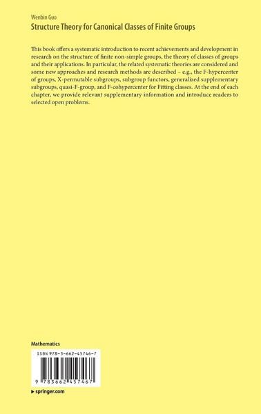 Produktbild: Structure Theory for Canonical Classes of Finite Groups