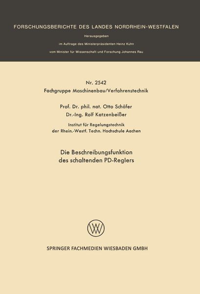 Produktbild: Die Beschreibungsfunktion des schaltenden PD-Reglers