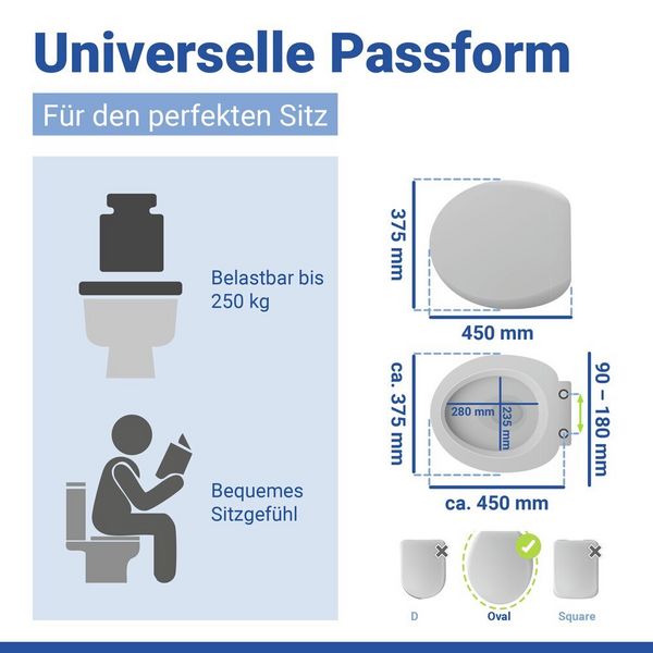 Produktbild: WC Sitz Mod. Ios Wei&szlig;, stabiler Toilettensitz mit Absenkautomatik