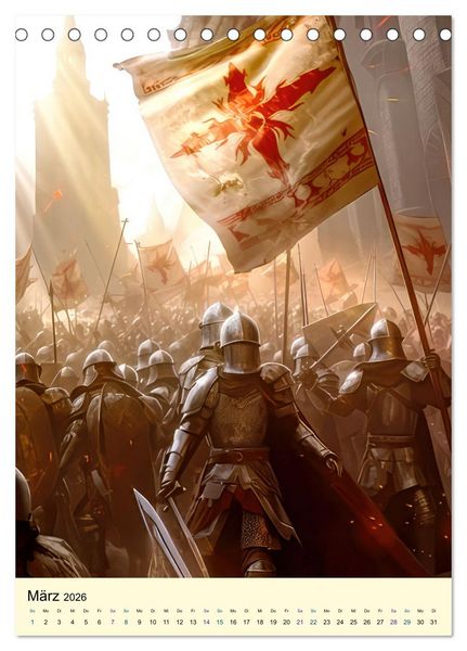 Produktbild: Drachen Ritter Burgen (Tischkalender 2026 DIN A5 hoch), CALVENDO Monatskalender